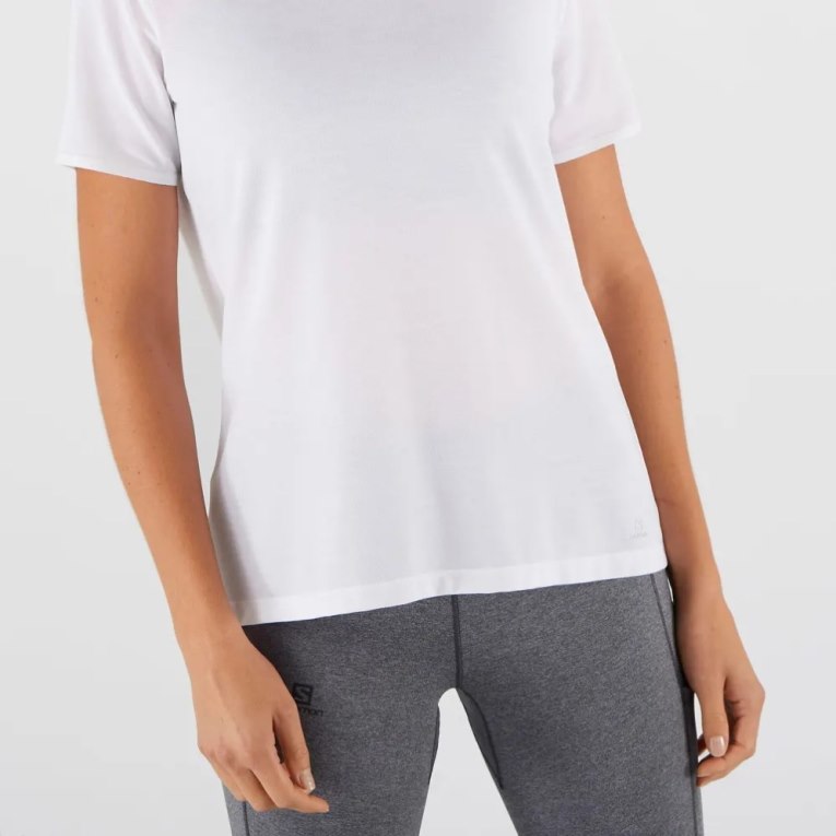 White Salomon Essential Tencel Short Sleeve Women's T-Shirts | IE HS9821